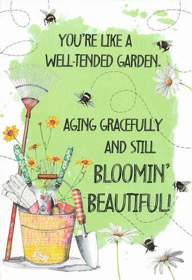 Greeting Card - Gardening pail and bees
